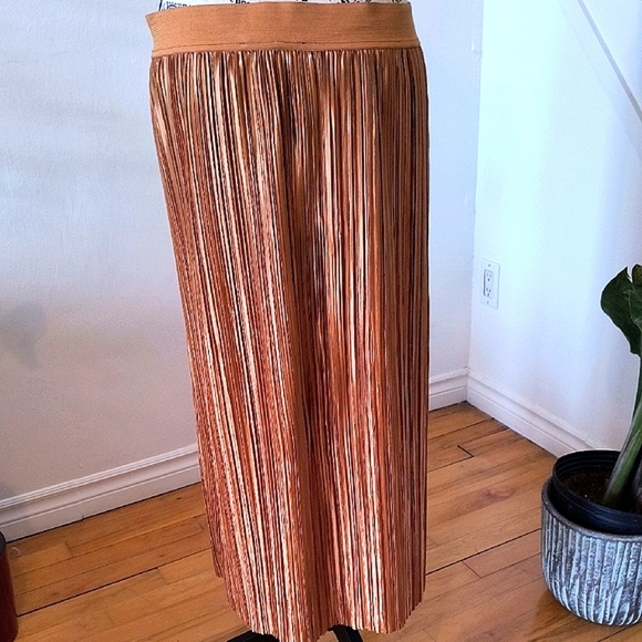 Dex Elegant Gold Pleated Maxi Skirt - Picture 3 of 7